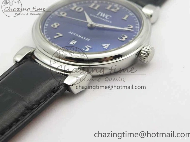 MIROTIME 0209 Da Vinci IW356601 SS TW 1:1 Best Edition Blue Dial On Black Leather Strap A Durable 7239